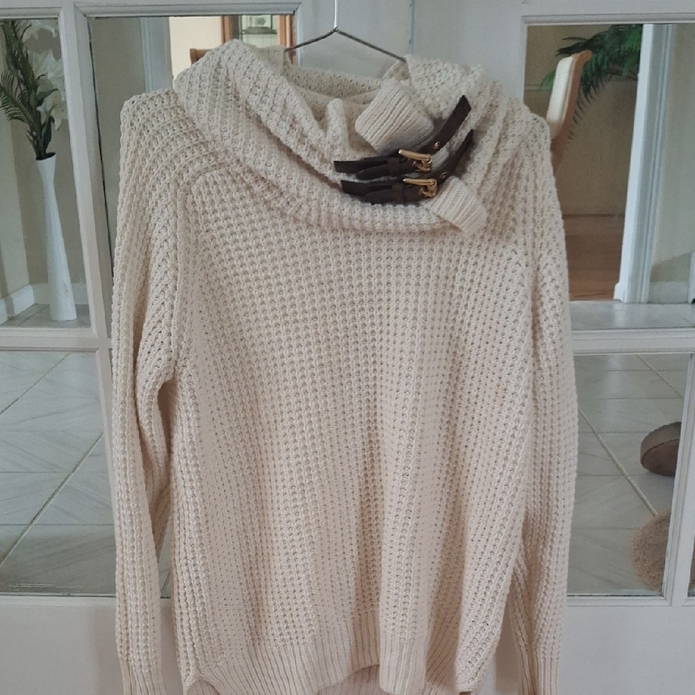 Michael Kors Cream Cowl Neck Sweater with Chunky Knit